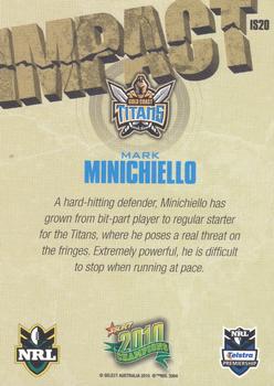 2010 NRL Champions - Impact Signature Gold #IS20 Mark Minichiello Back